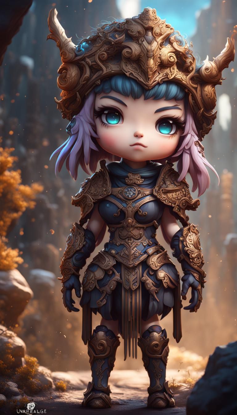 Detailed Chibi Character in Fantasy Art Style