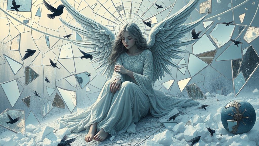 Winter Kingdom Angel in Shattered Mirrors