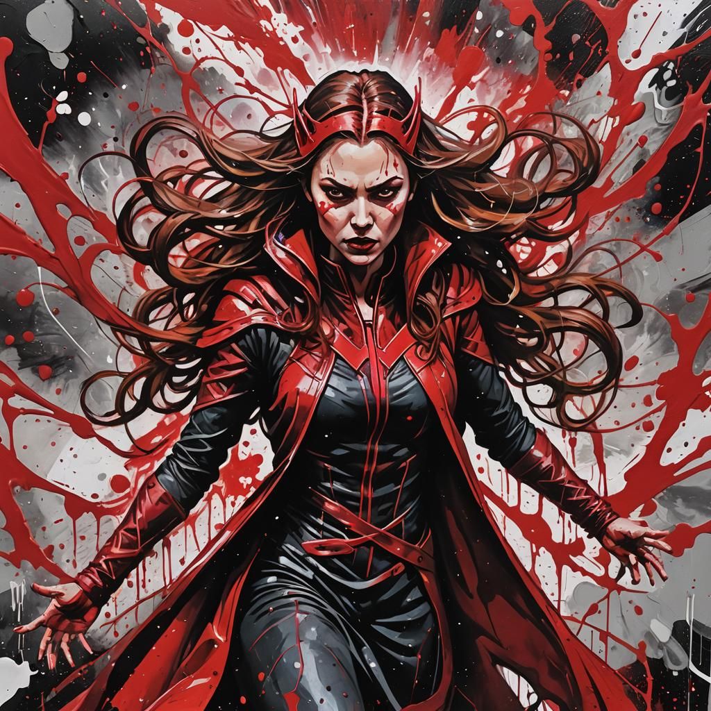 Scarlet Witch in Graffiti Art Style