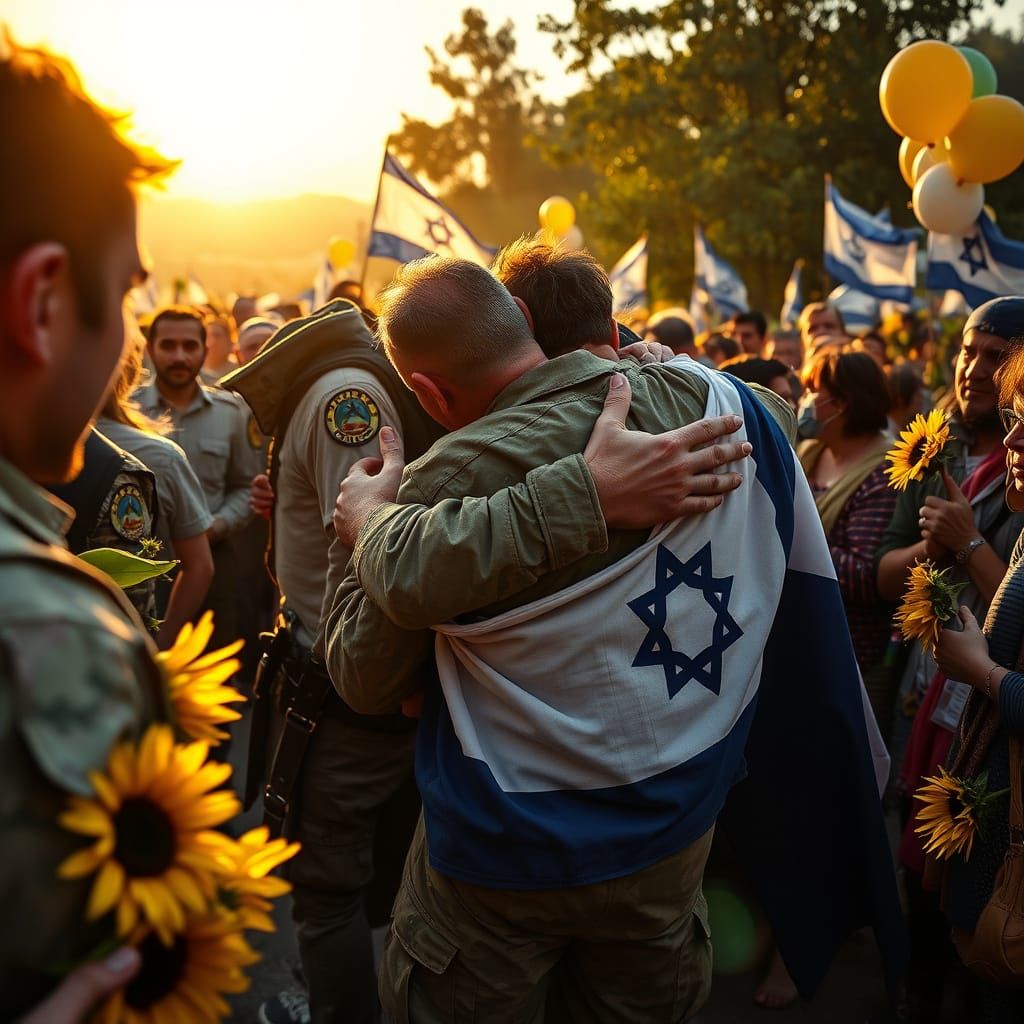 Joyful Reunion of Israeli Hostages in Vibrant Israeli Landsc...