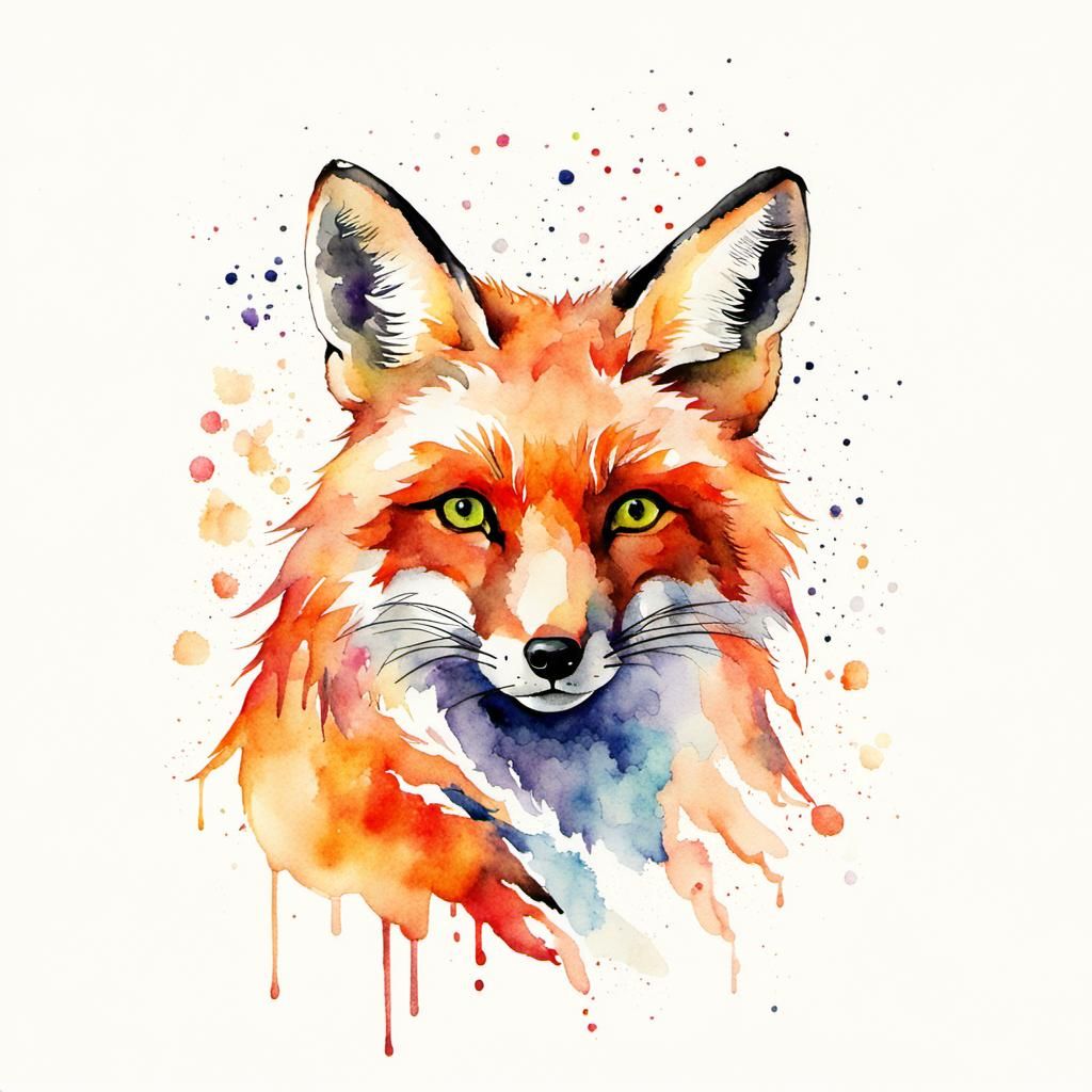 Watercolor Fox Portrait