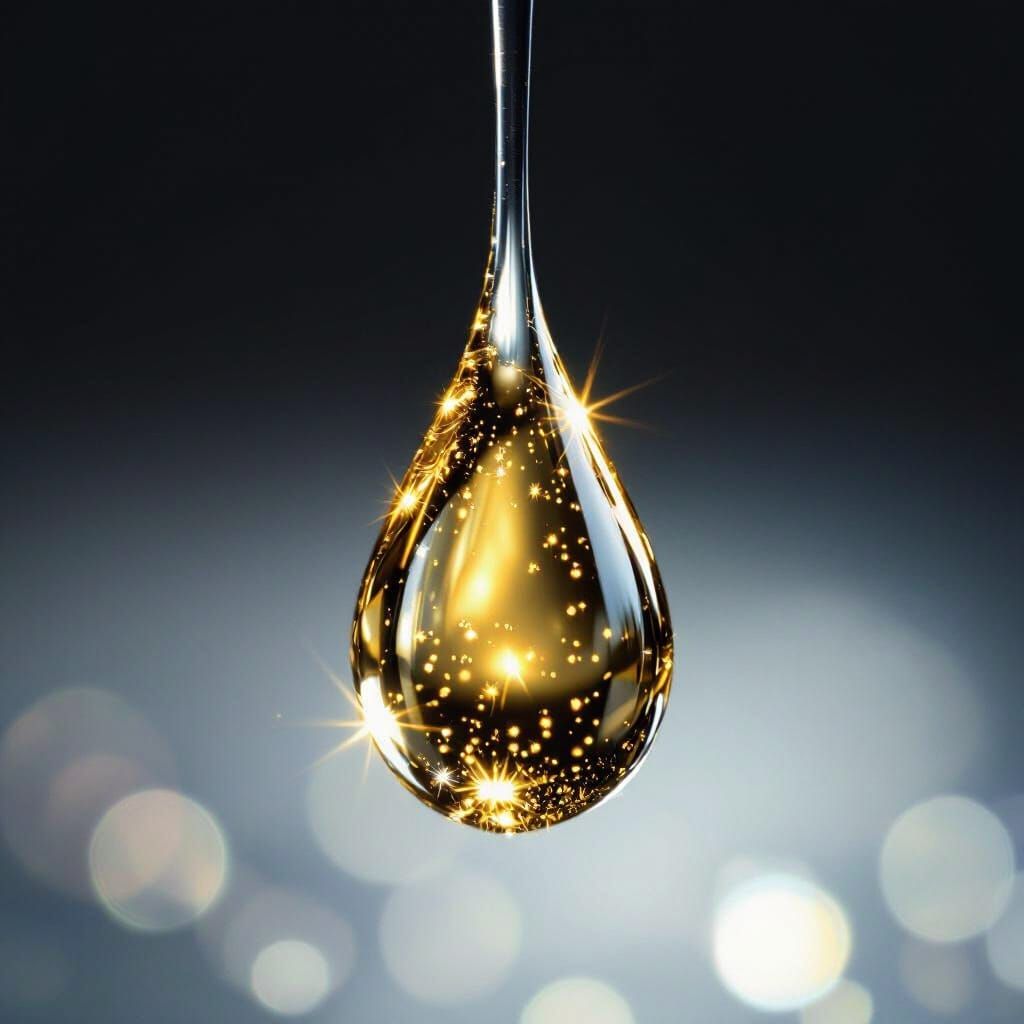 Perfect Gold Droplet Macro Photography