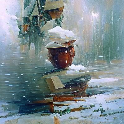 Winter Snowscape Oil Painting