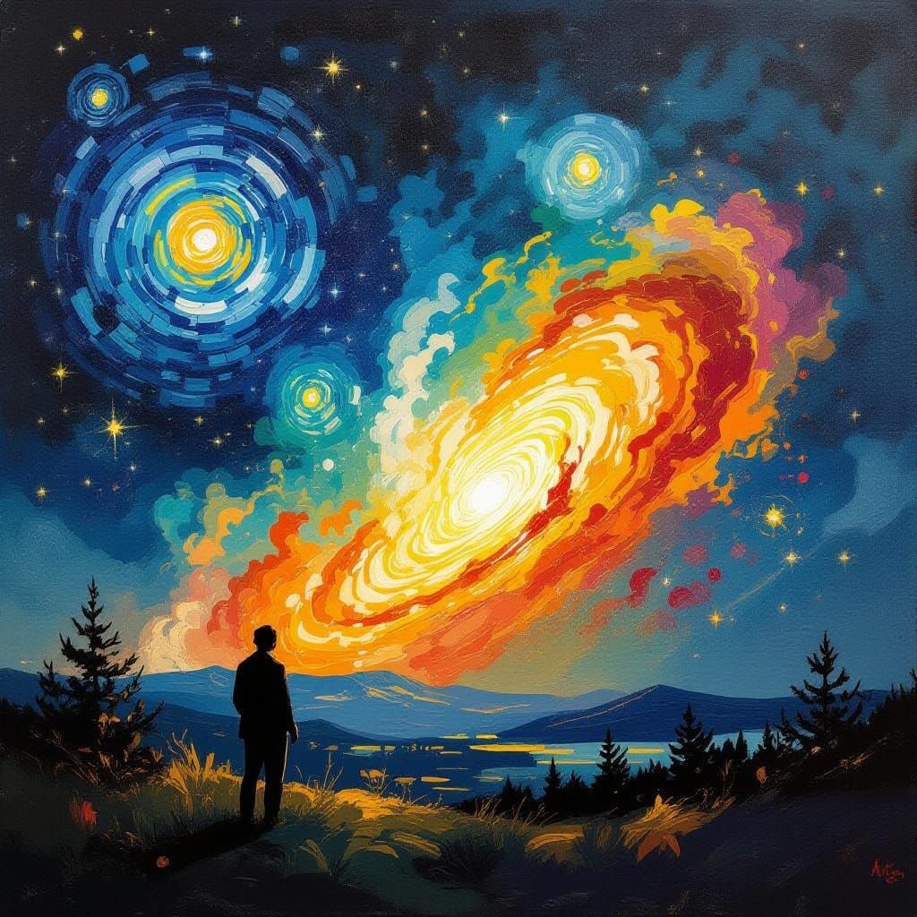 Vibrant Big Bang Explosion Inspired by Van Gogh