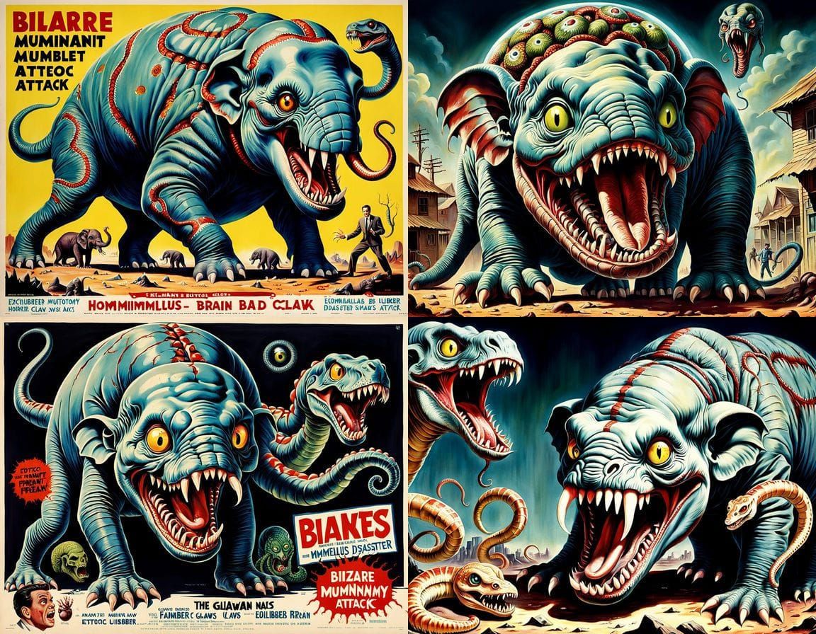 1950s Horror Poster: Bizarre Mutant Attack