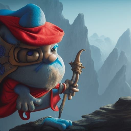 Grumpy Smurf Detailed Matte Painting