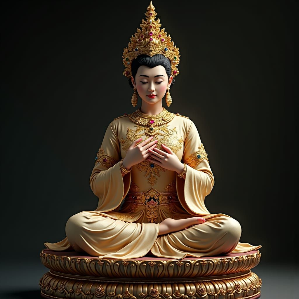 Burmese Goddess Medaw Shwezaga in Dark Fantasy Style