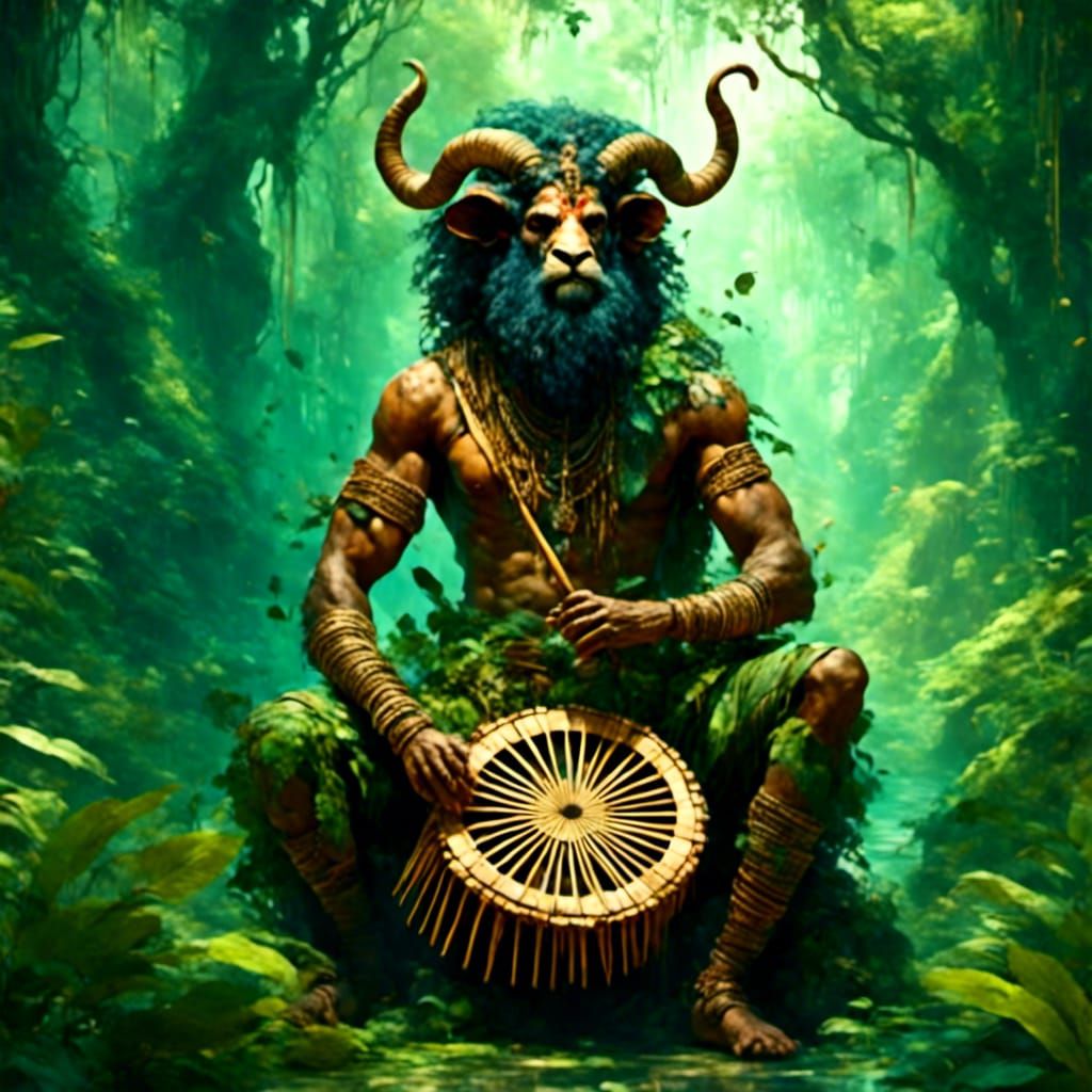 Satyr Playing Pan Flute in Fantasy Style