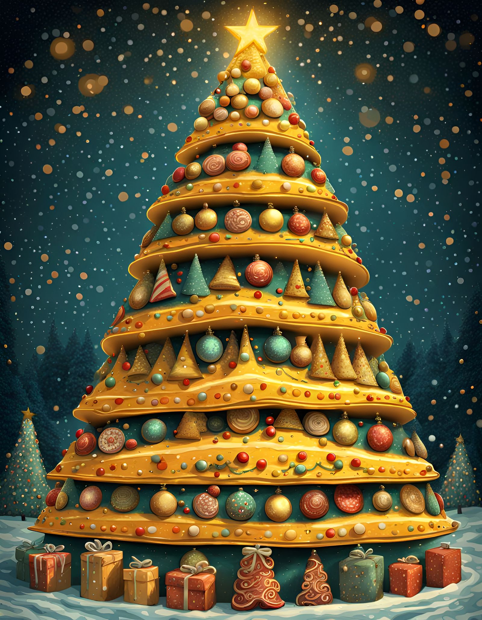 Nacho Cheese Christmas Tree Inspired by Surreal Illustration