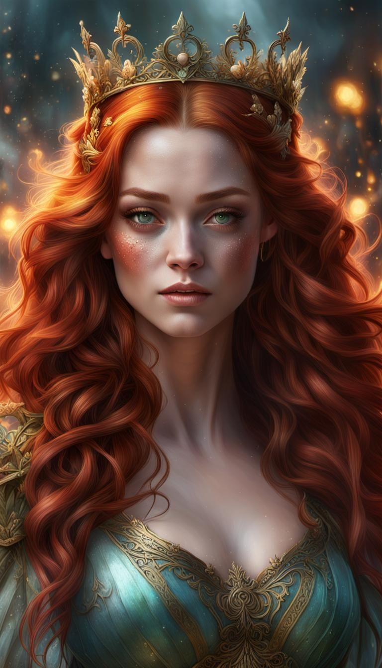 Beautiful Fae with Magical Crown in Ethereal Style