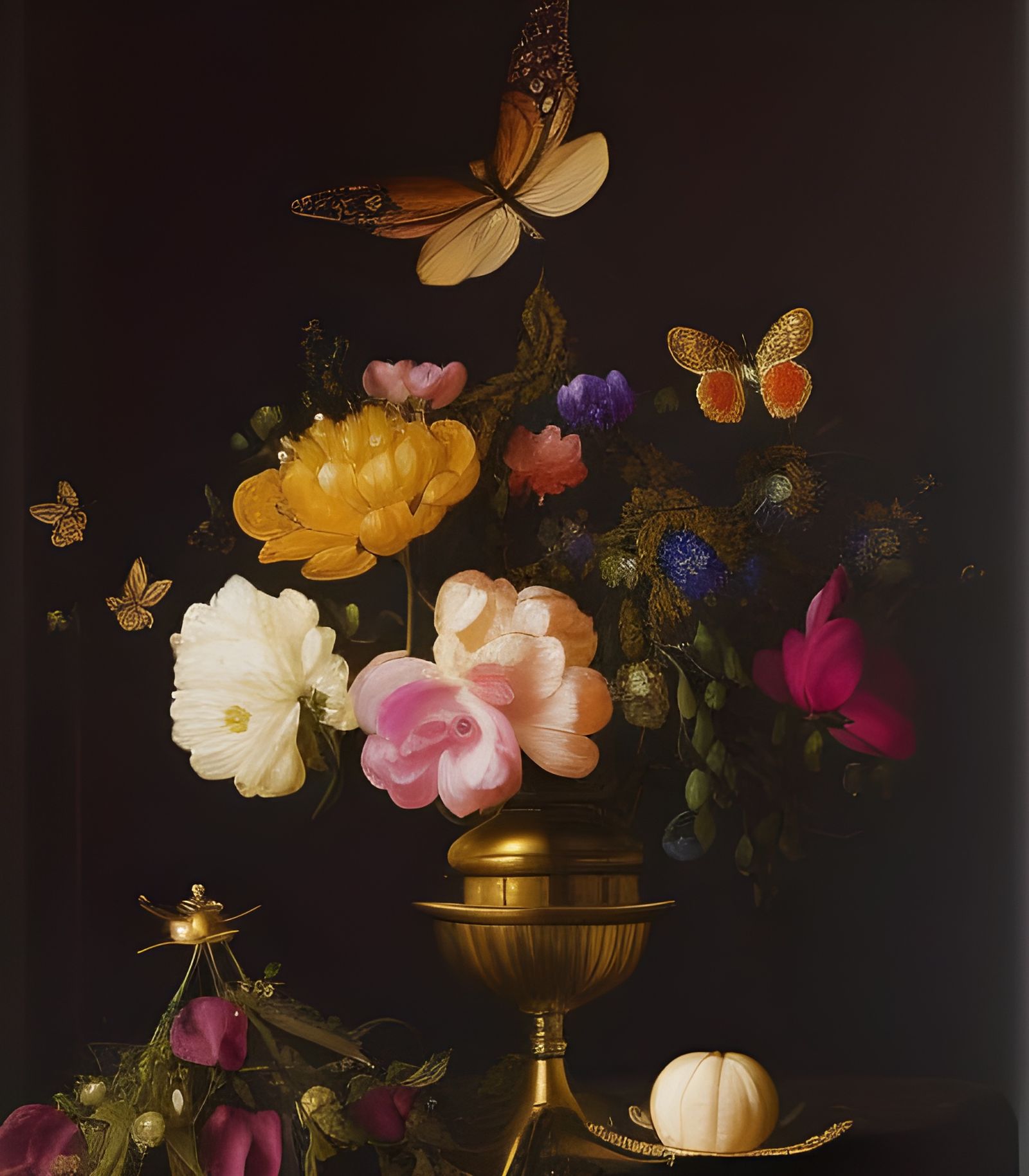 Bloemen met Vlinders, Willem van Bergen, 1685