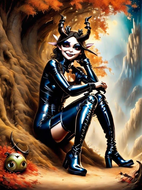 Creepy Cute Demon Faun in Gothic Style