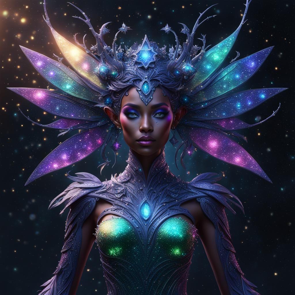 Iridescent Star Nymph in Detailed Fantasy Art