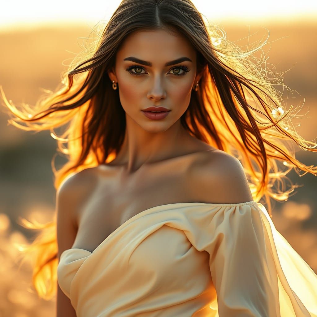 Ethereal Goddess in Golden Light