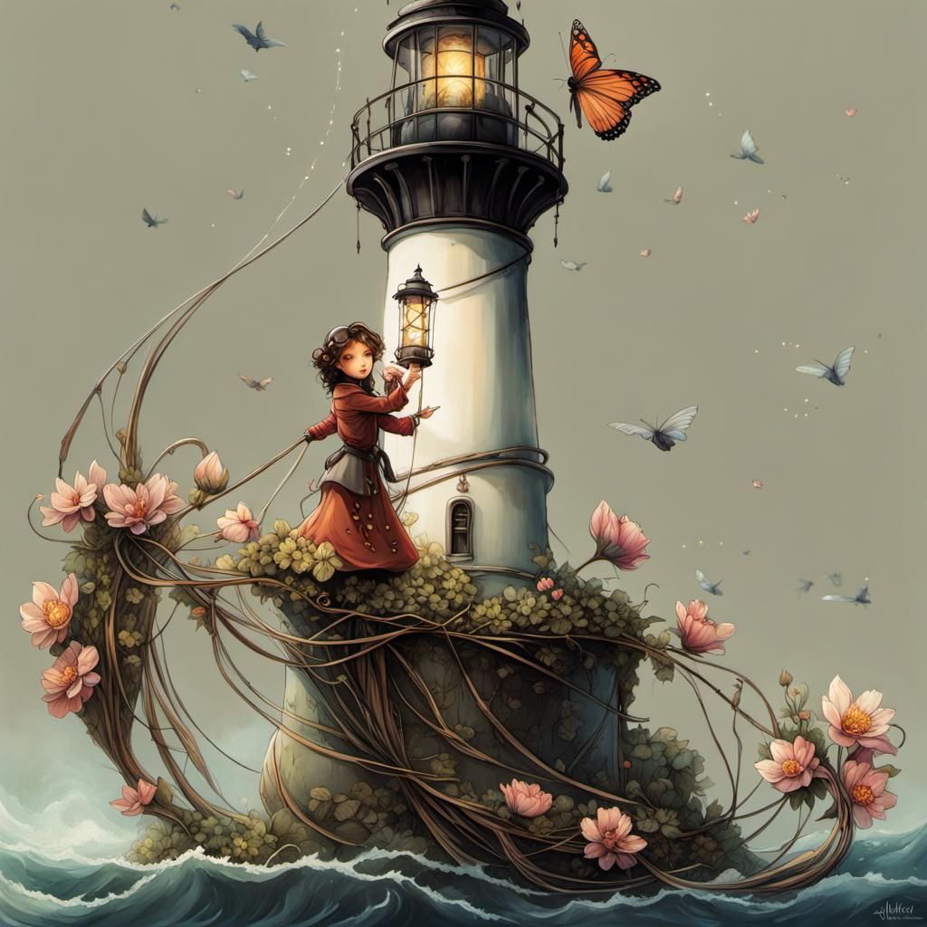 Leaning Lighthouse in Fantasy Style