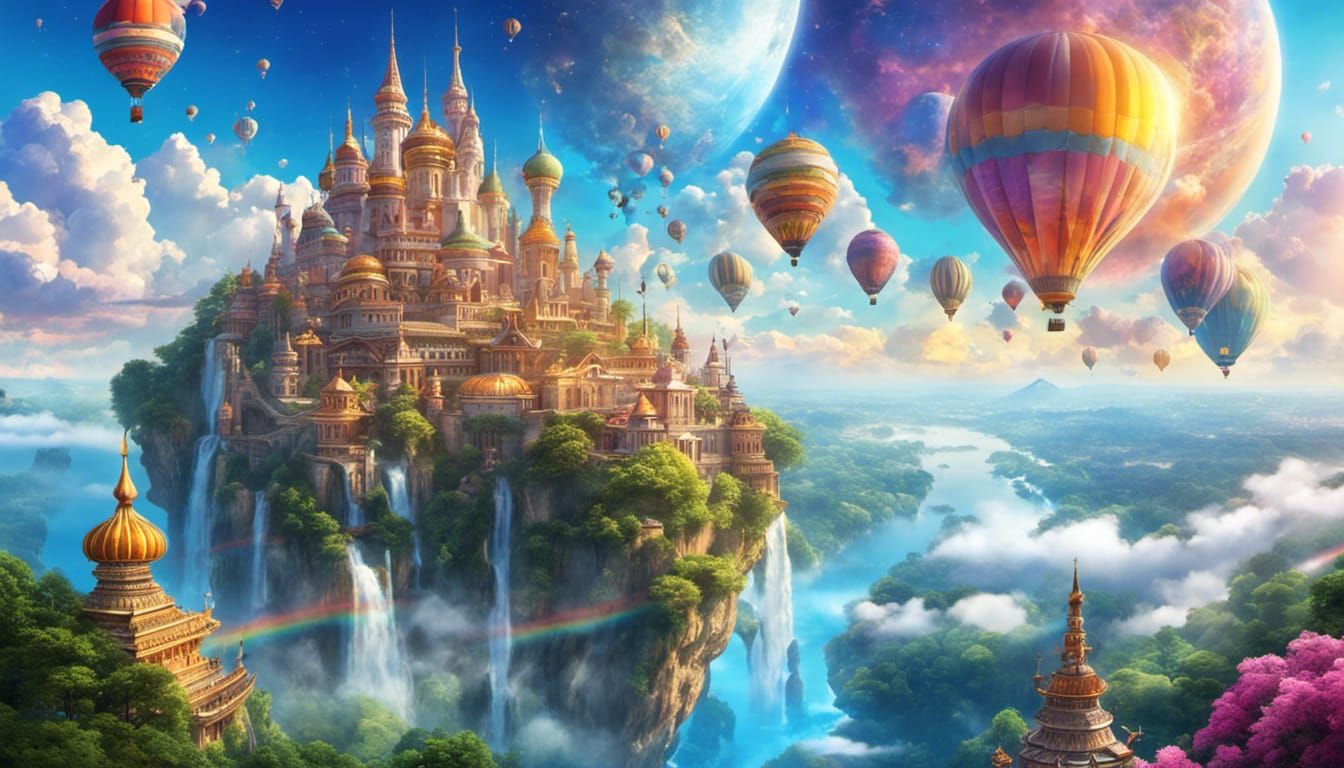 Majestic Fantasy City Floating on Cloudscape