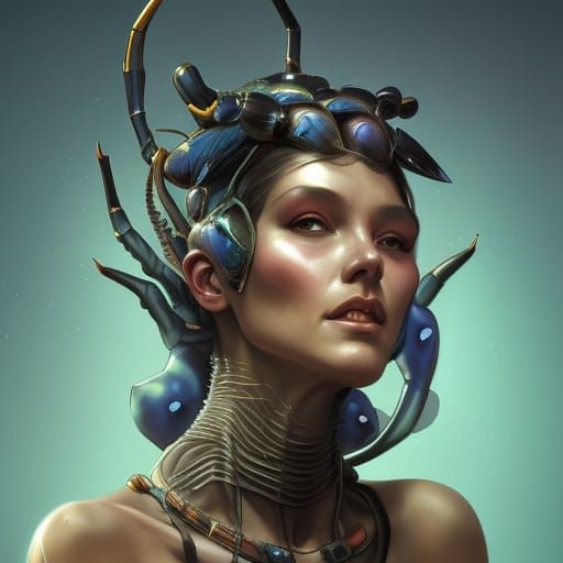 Beetle Queen Portrait in Hyperdetailed Style