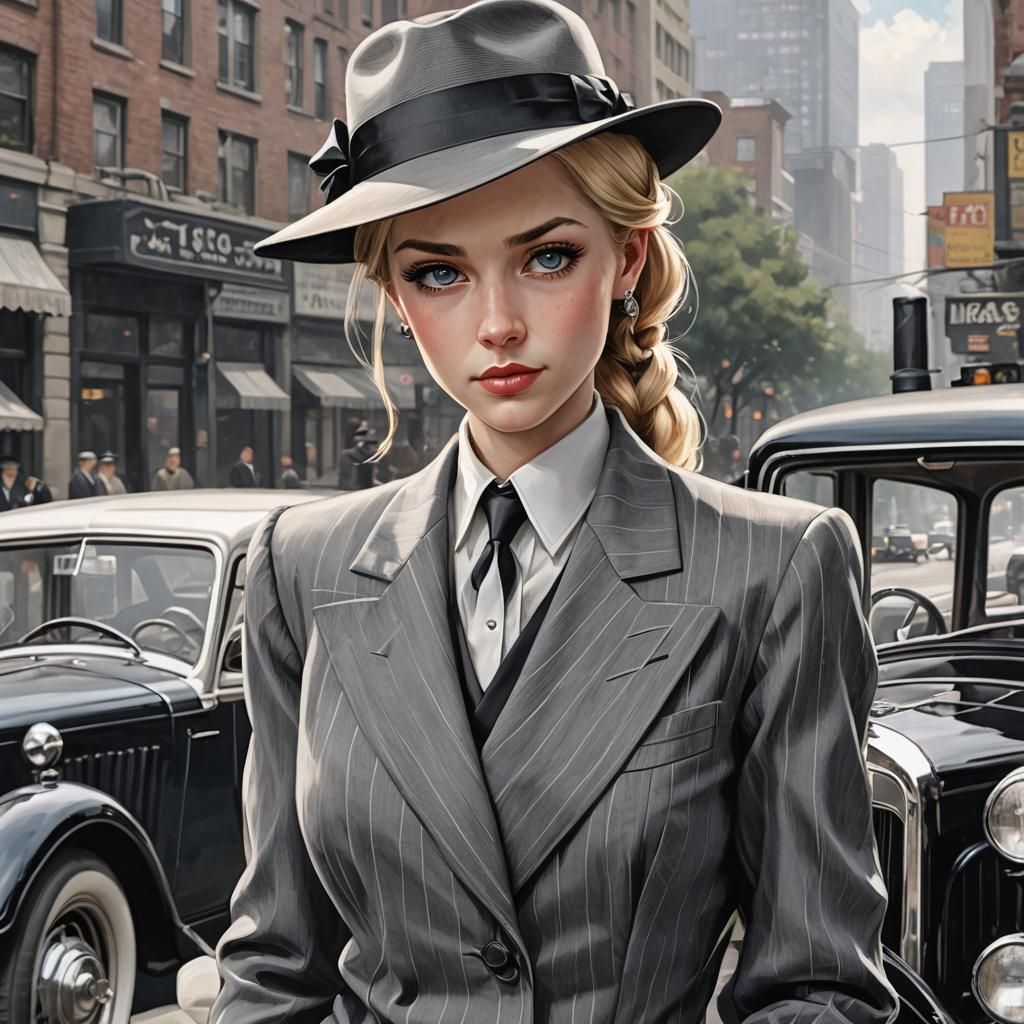 1930s Gangster Woman as 3D Anime Art