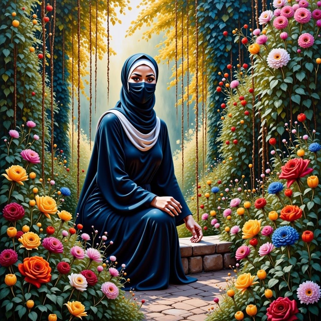 Mystic Garden Portrait of Woman in Hijab