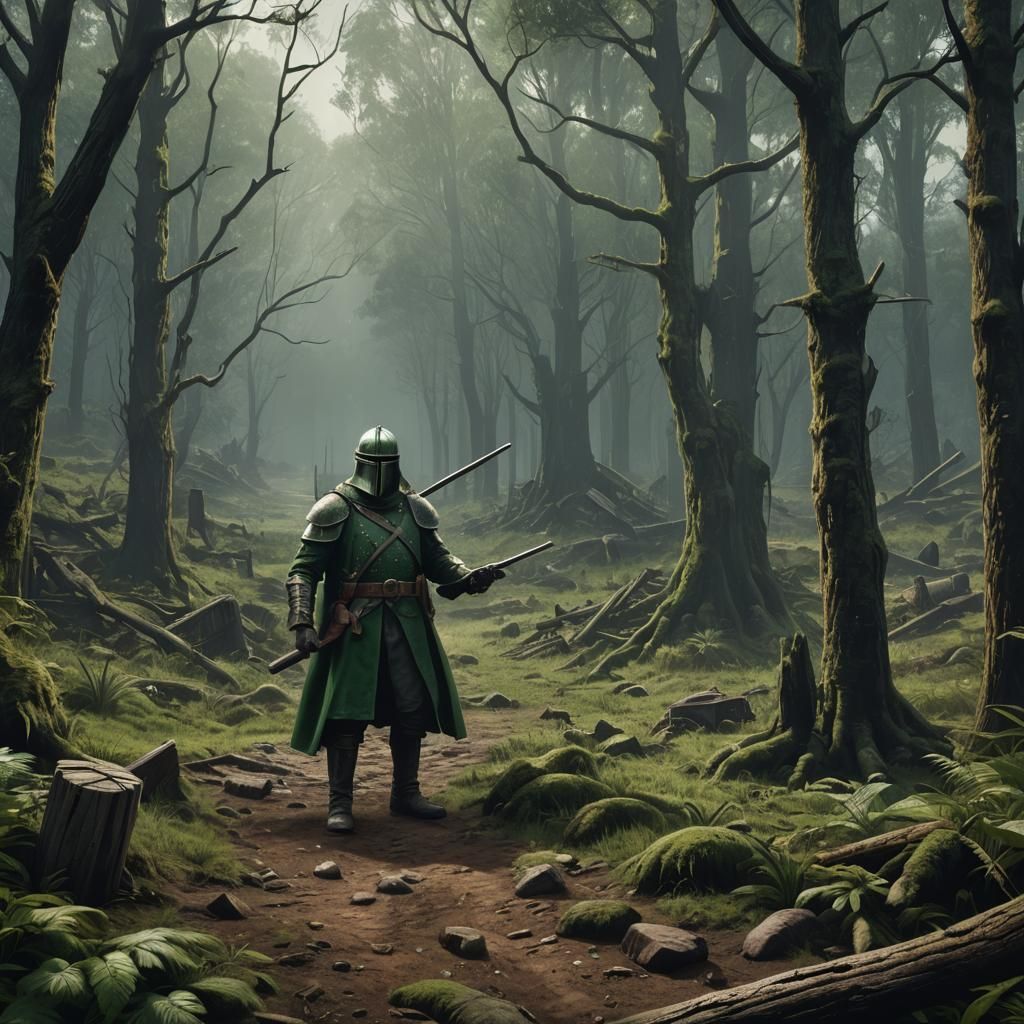 Green Ned Kelly Matte Painting in Deep Color