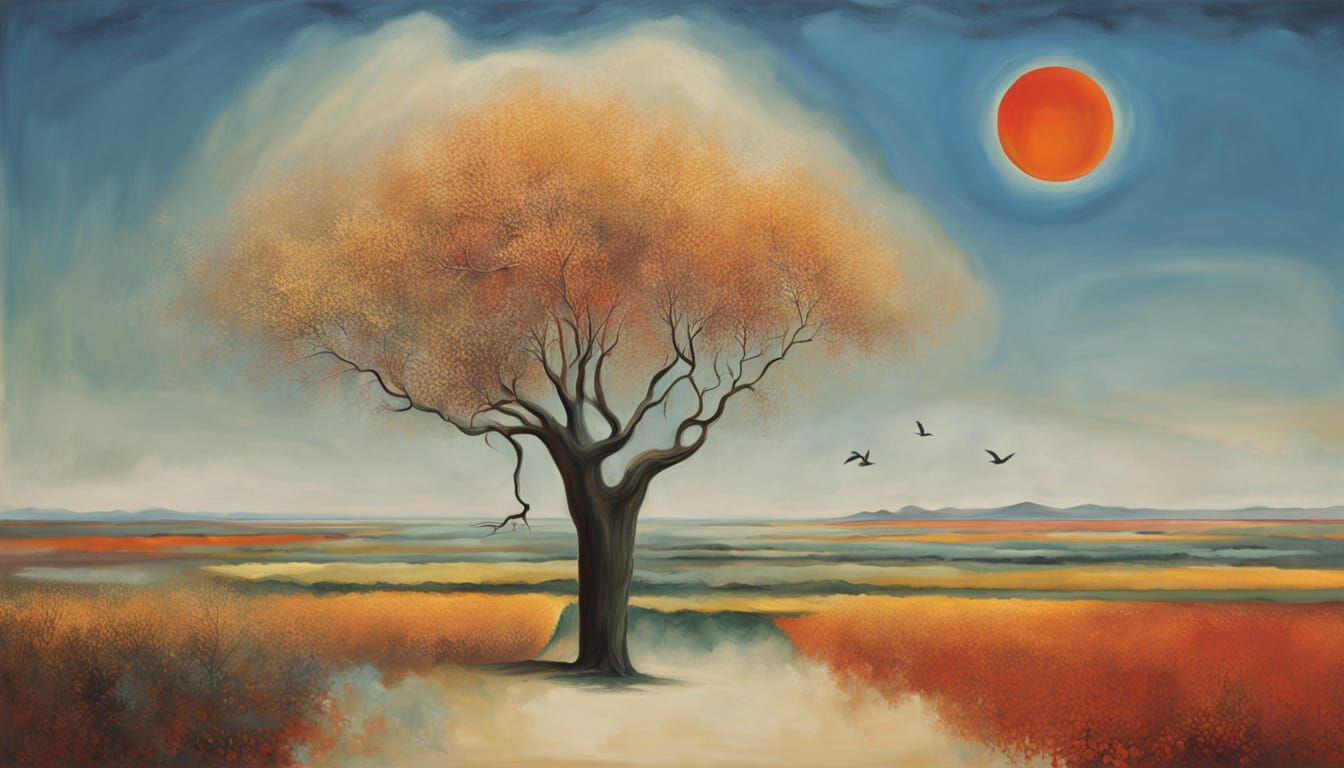 Dreamlike Planet Earthscape with Twisted Trees and Vibrant B...