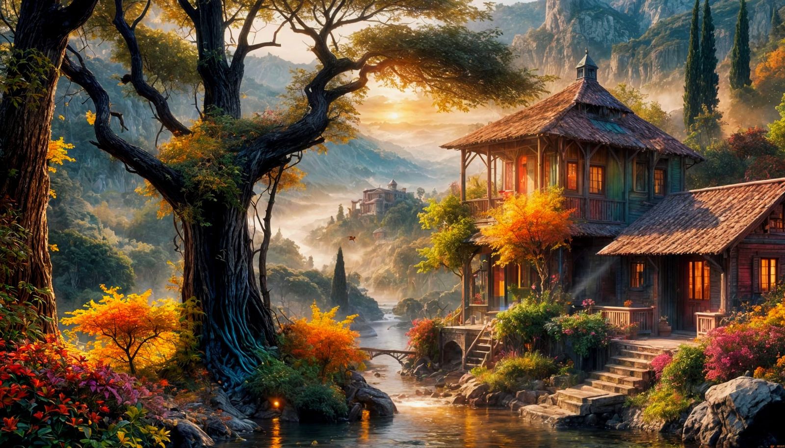 Rome Aesthetic Vineyard Cottage at Sunset