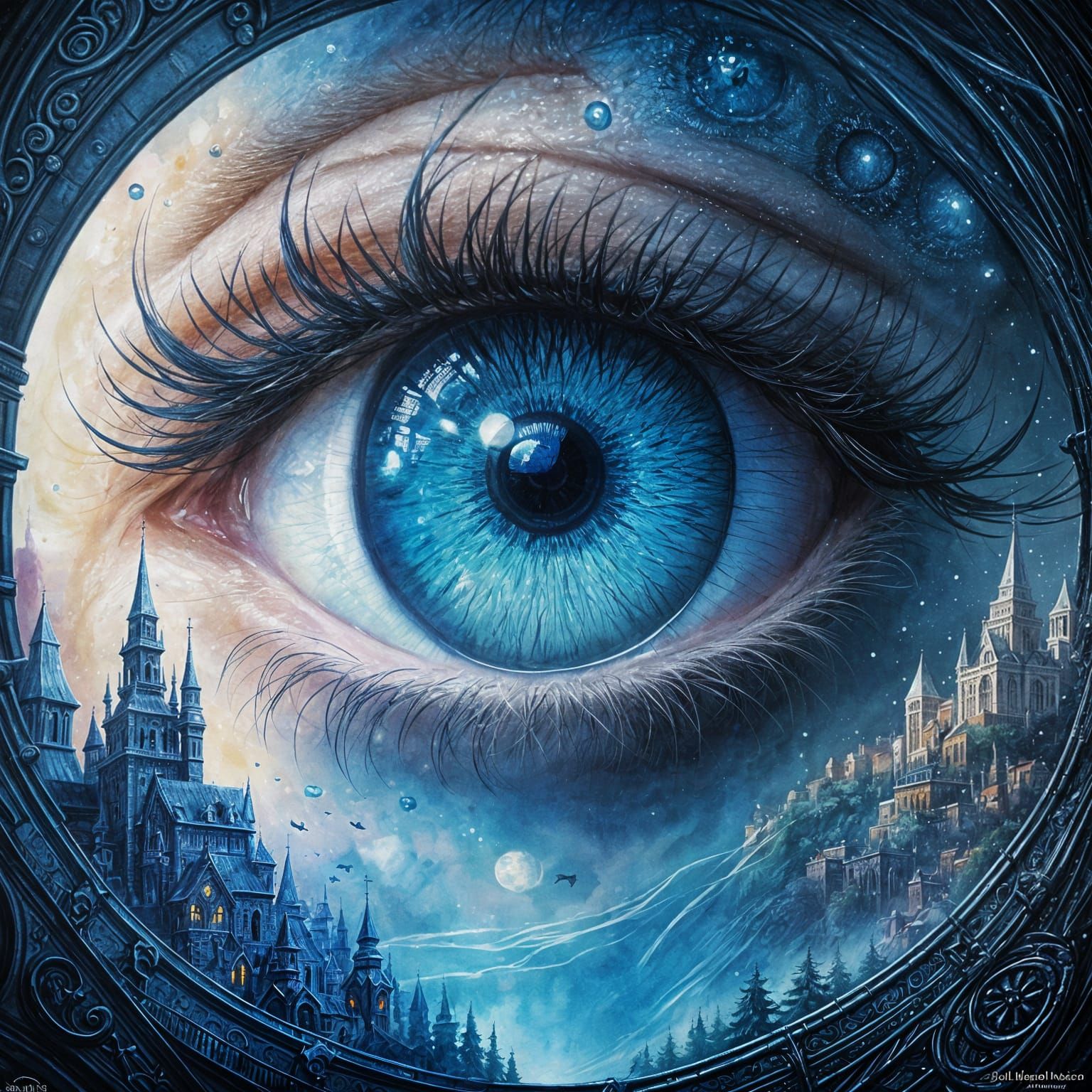 Magical Blue Eye Close-Up: Fantasy Concept Art