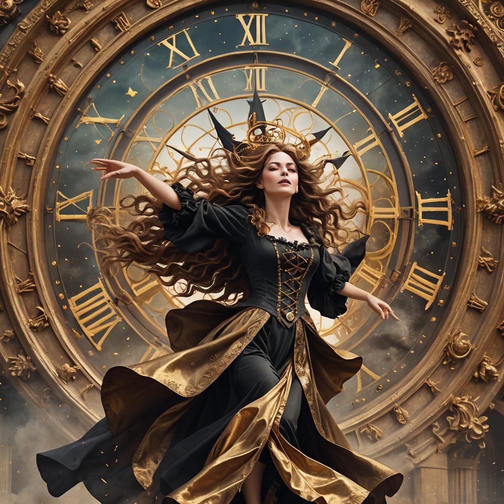 Floating Witch Casting Golden Spell