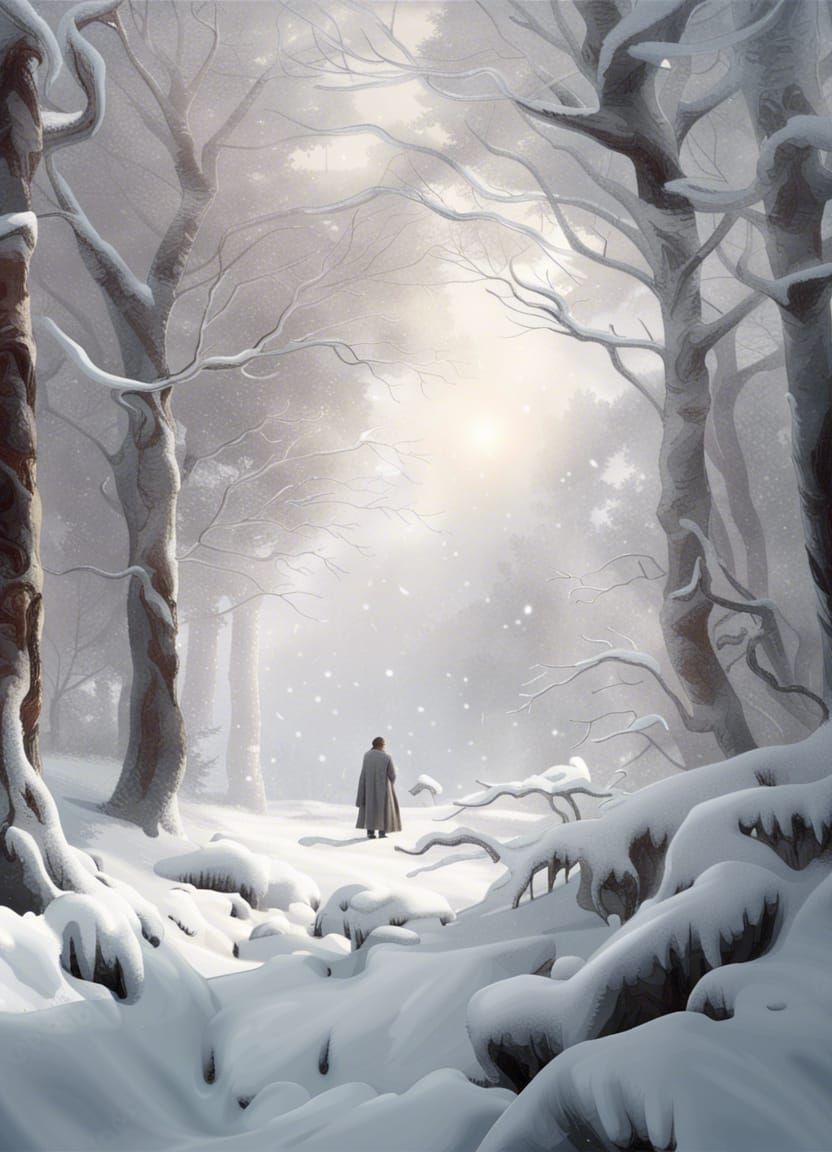 Winter Forest: Calloused Hand in a Cinematic Style