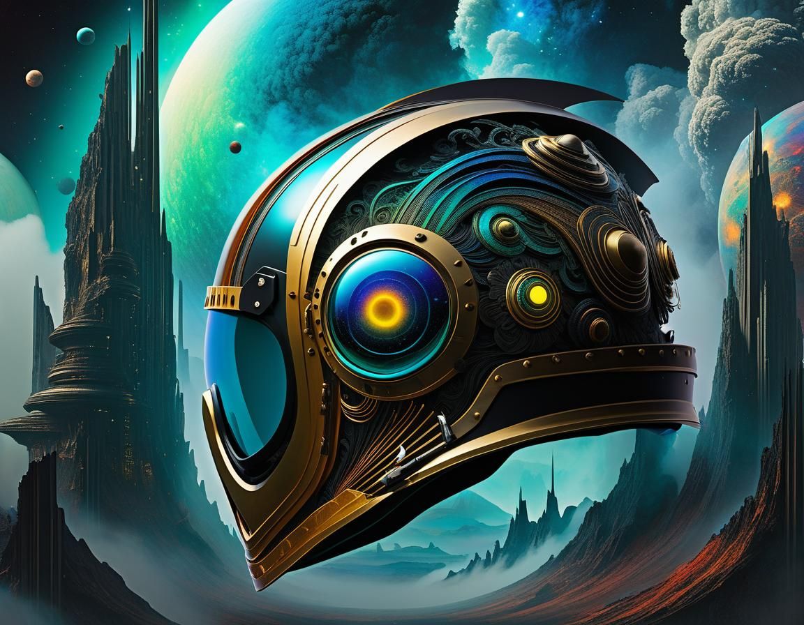 Elemental Brutalist Dream Helmet in Fractal Iridescence