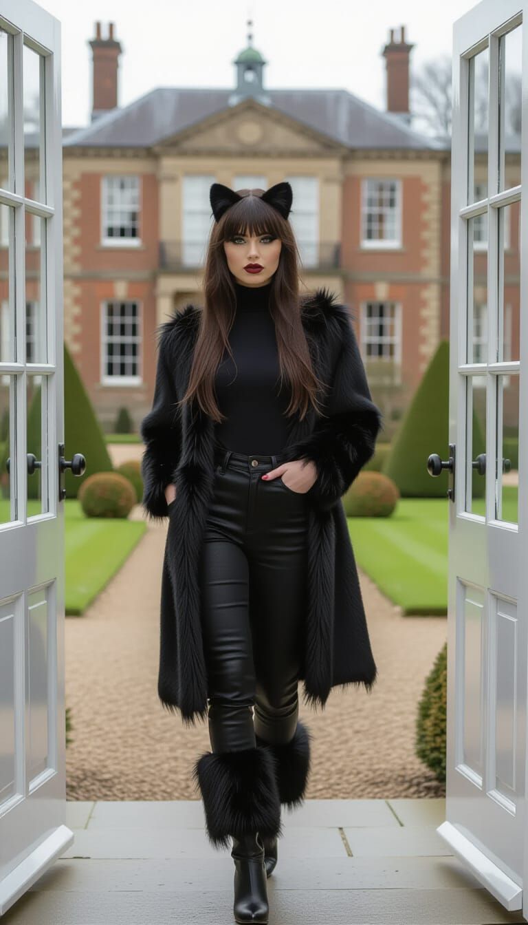 Nordic Woman with Feline Features and Dramatic Makeup