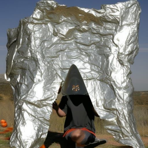 Tinfoil Conspiracy Theory Sculpture in Neon Colors
