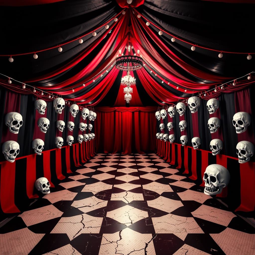 Emo Circus Tent With Skulls and Cracked Flooring