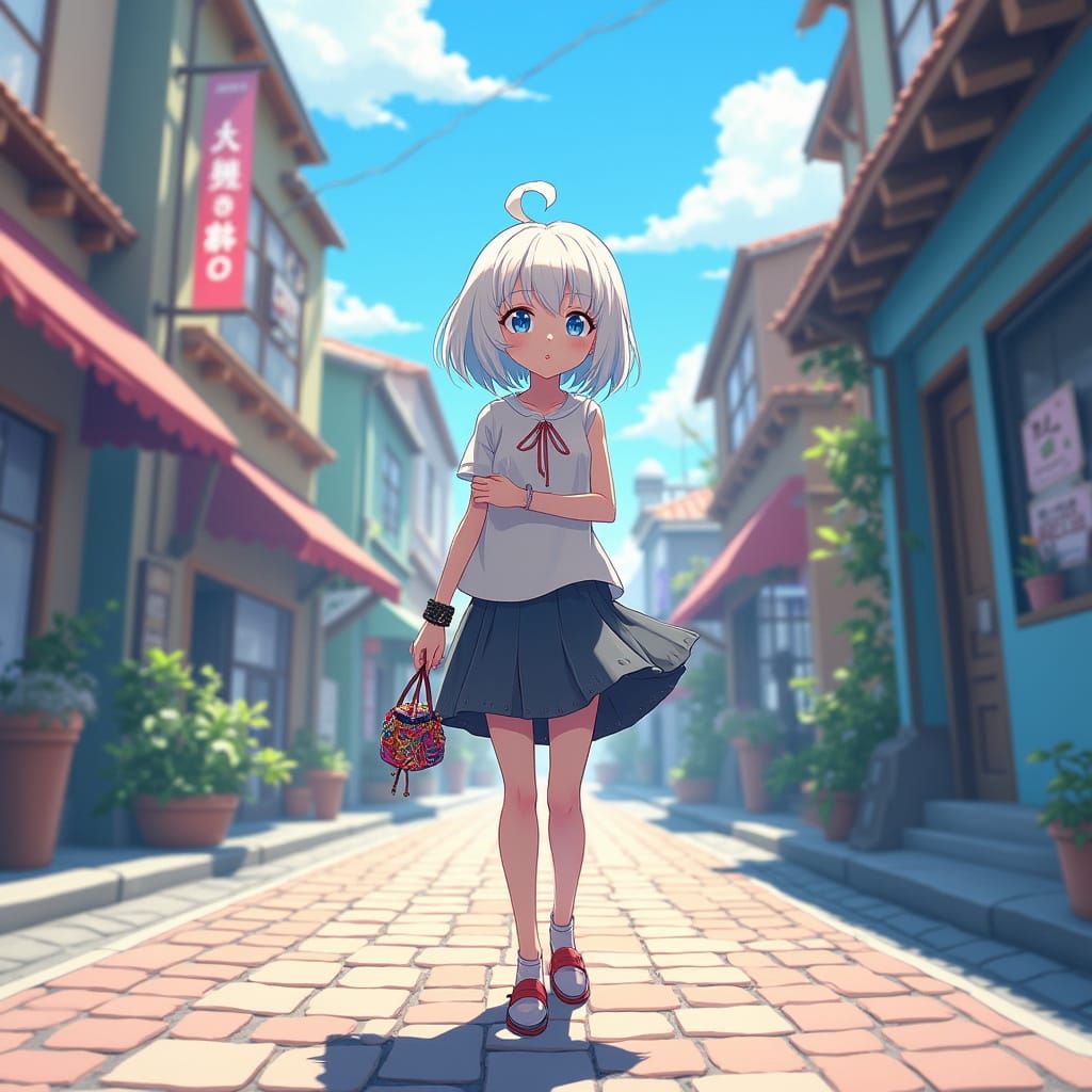 Anime Girl with Jellyfish Hair in Cel-Shaded Style