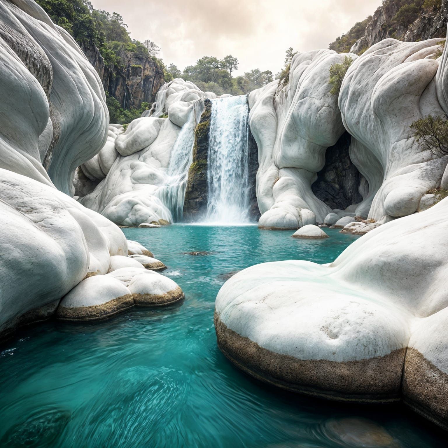 Organic Cascade Landscape in Hyperrealistic Style