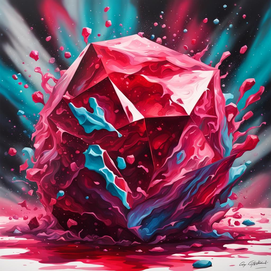 Polychromatic Ruby Crystal Graffiti Art