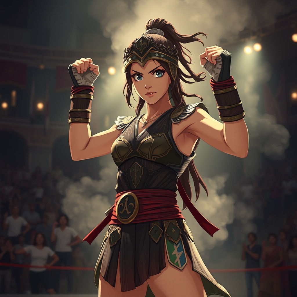 Syrian Warrior Girl Triumphant in Anime Style