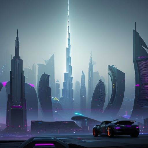 Futuristic Dubai Metropolis in White and Metal