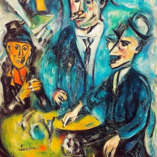 Chaim Soutine & Marc Chagall Style Coffee vs Cigarettes