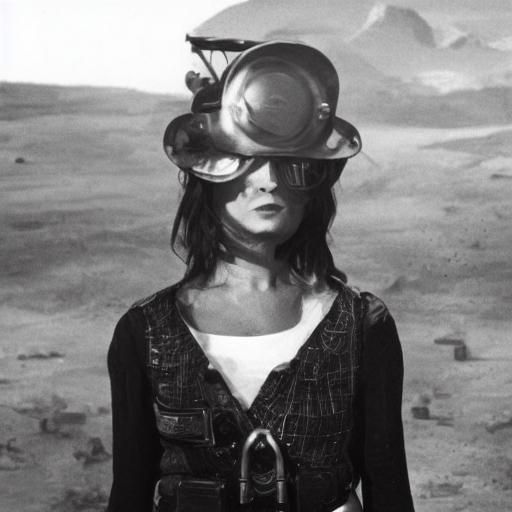 Steampunk Robot in Desert with Hydrogen Balloon