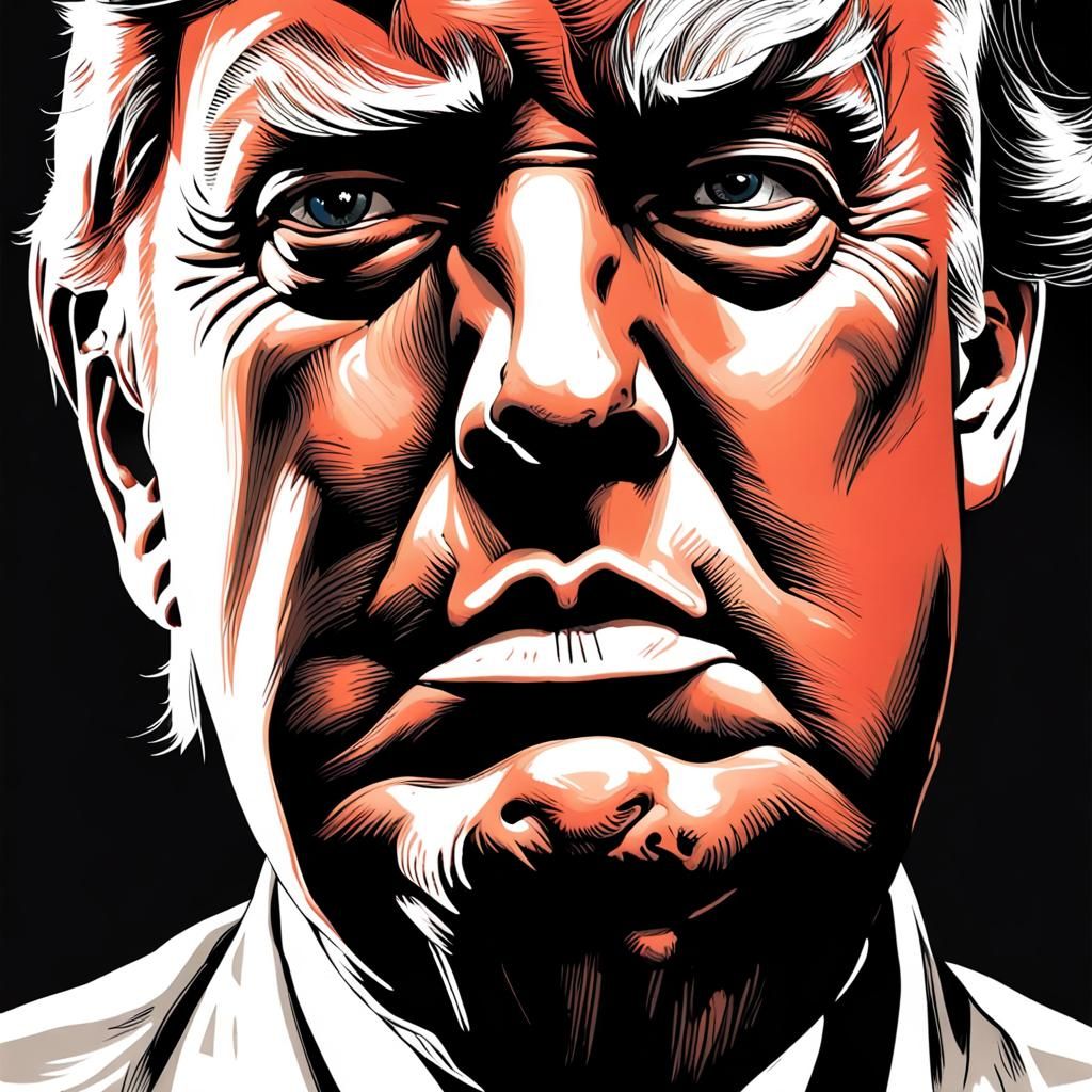 Dramatic Mixed Media Portrait of Donald Trump