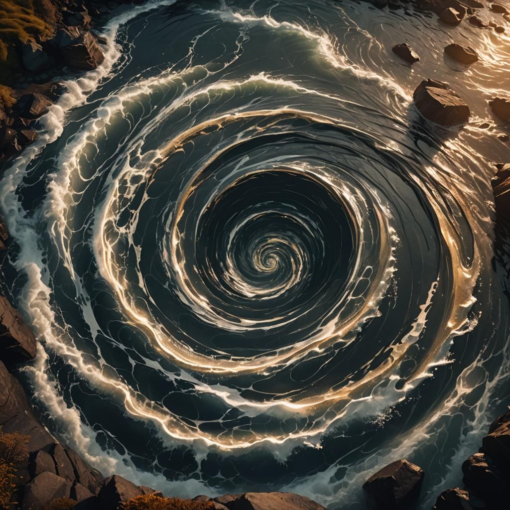 Ominous Whirlpool Pulls Figure Into Earth