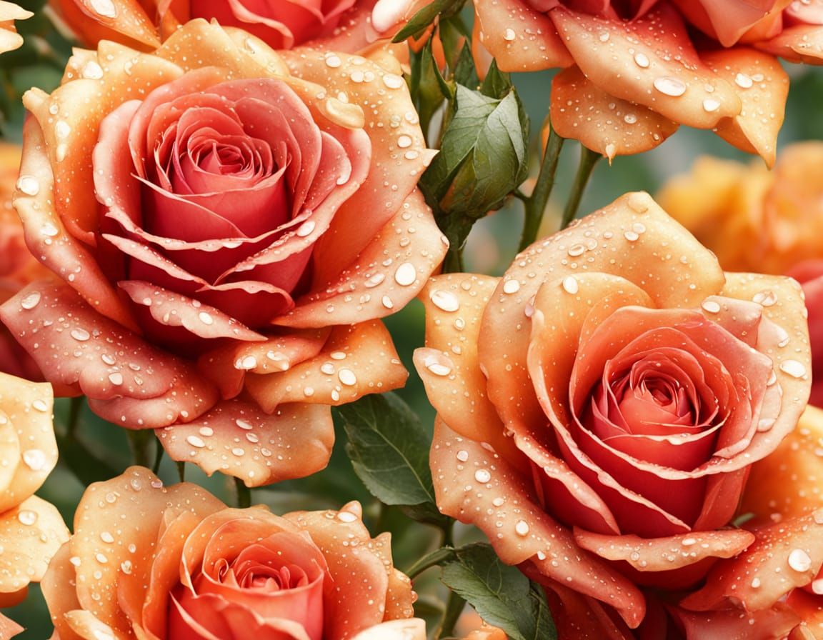 Surreal Red Roses in Golden Light