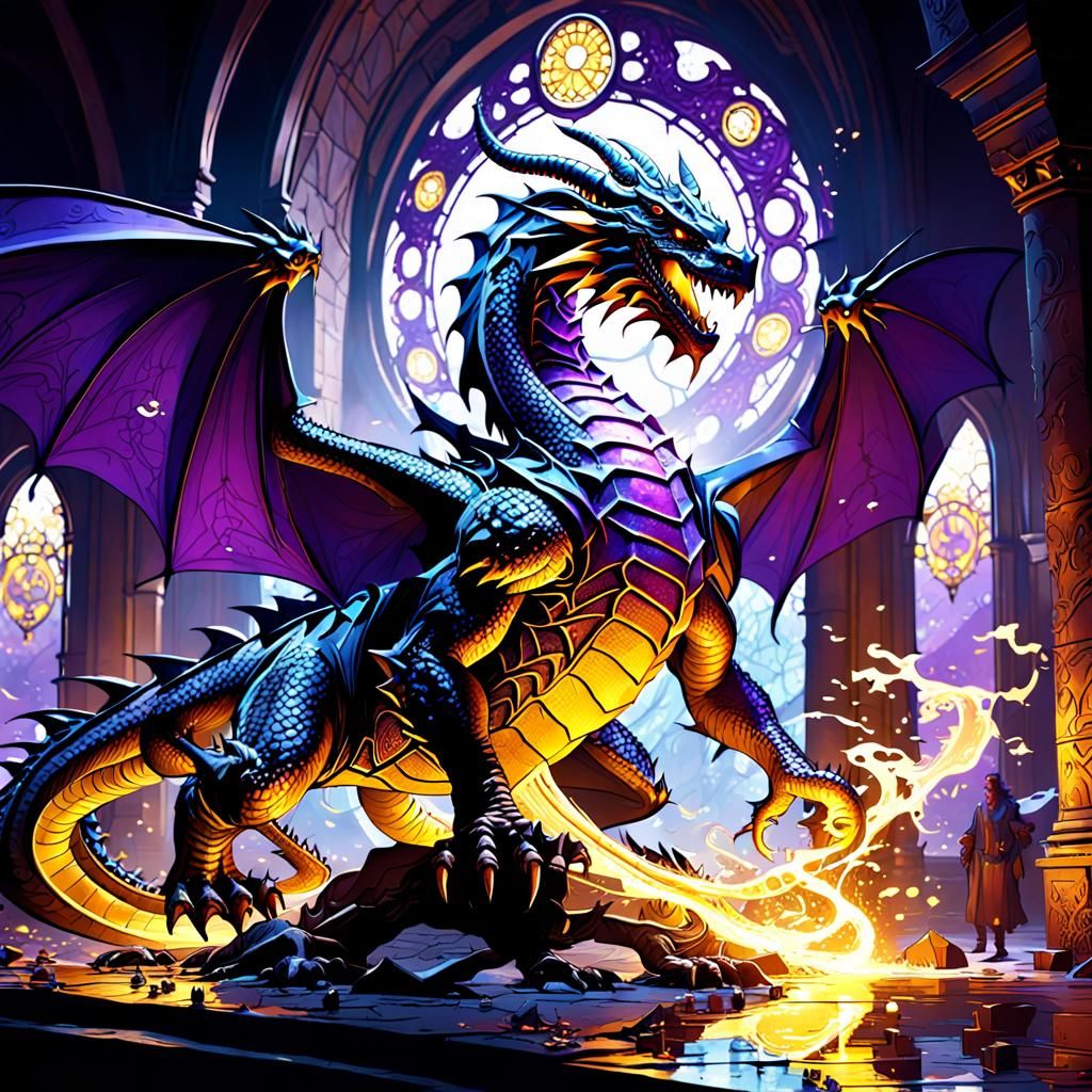 Majestic Dragons in Dark Fantasy Style