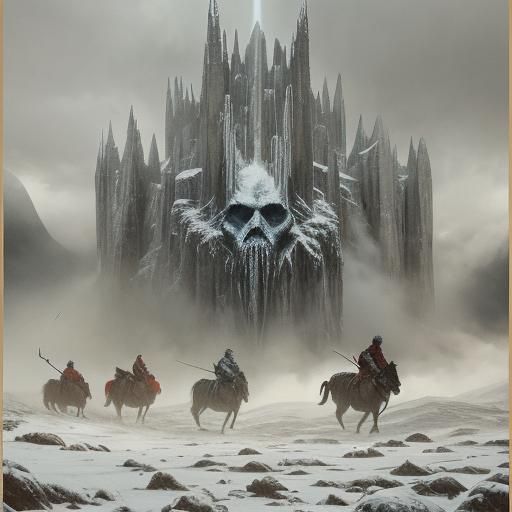 Free Folk Gazing at the Wall: A Dark Fantasy Illustration