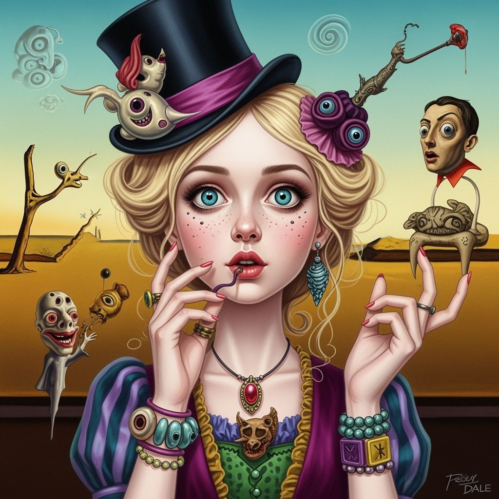 a whimsical she had the look of innocence, burton, dali