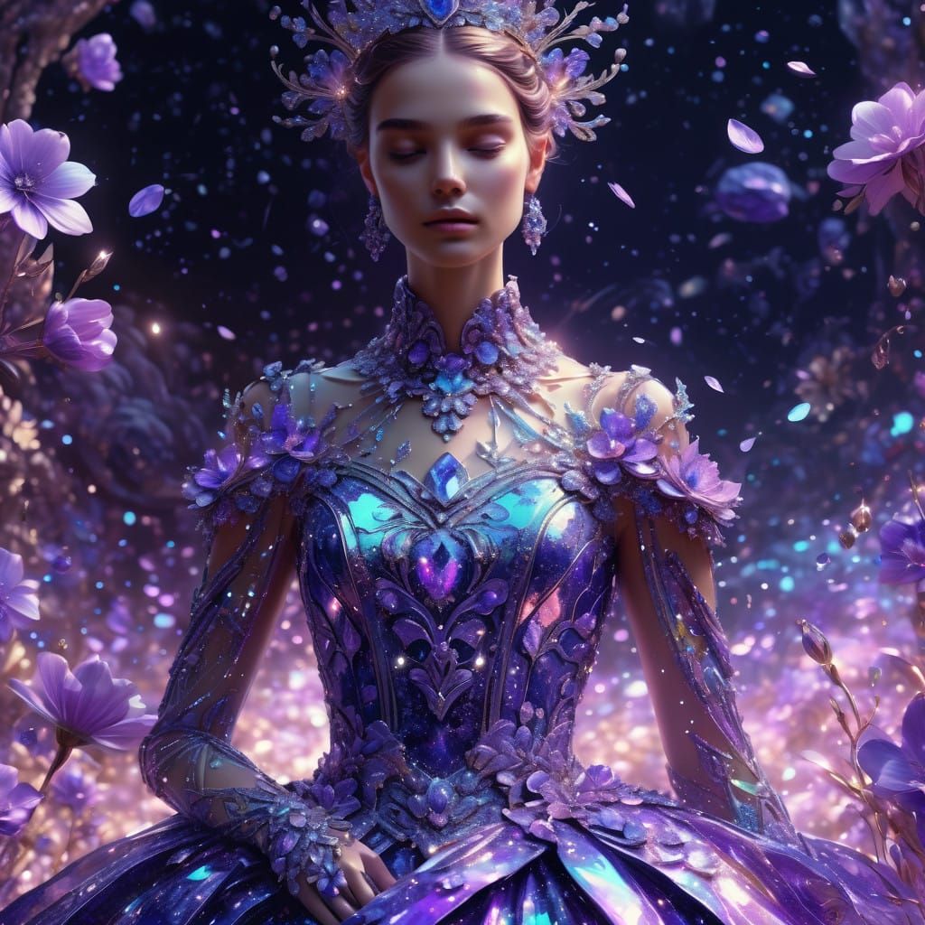 Ethereal Purple Gown in Cosmic Splendor