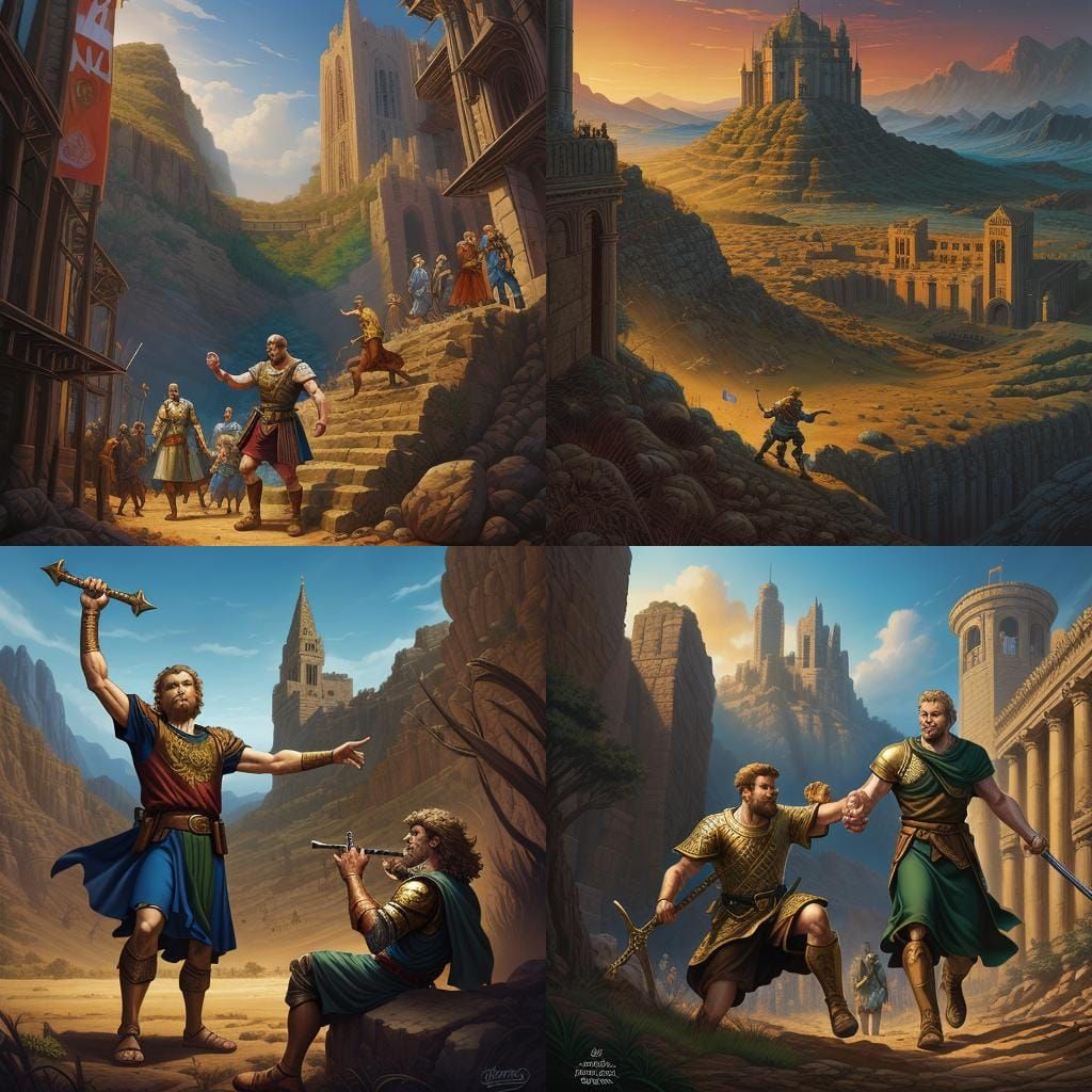 David and Goliath: Comic Book Art Illustration