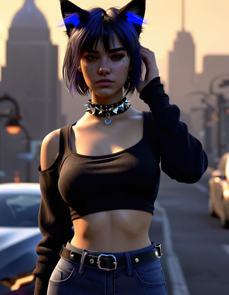 Mysterious Cat Lady Unleashed in Neon City