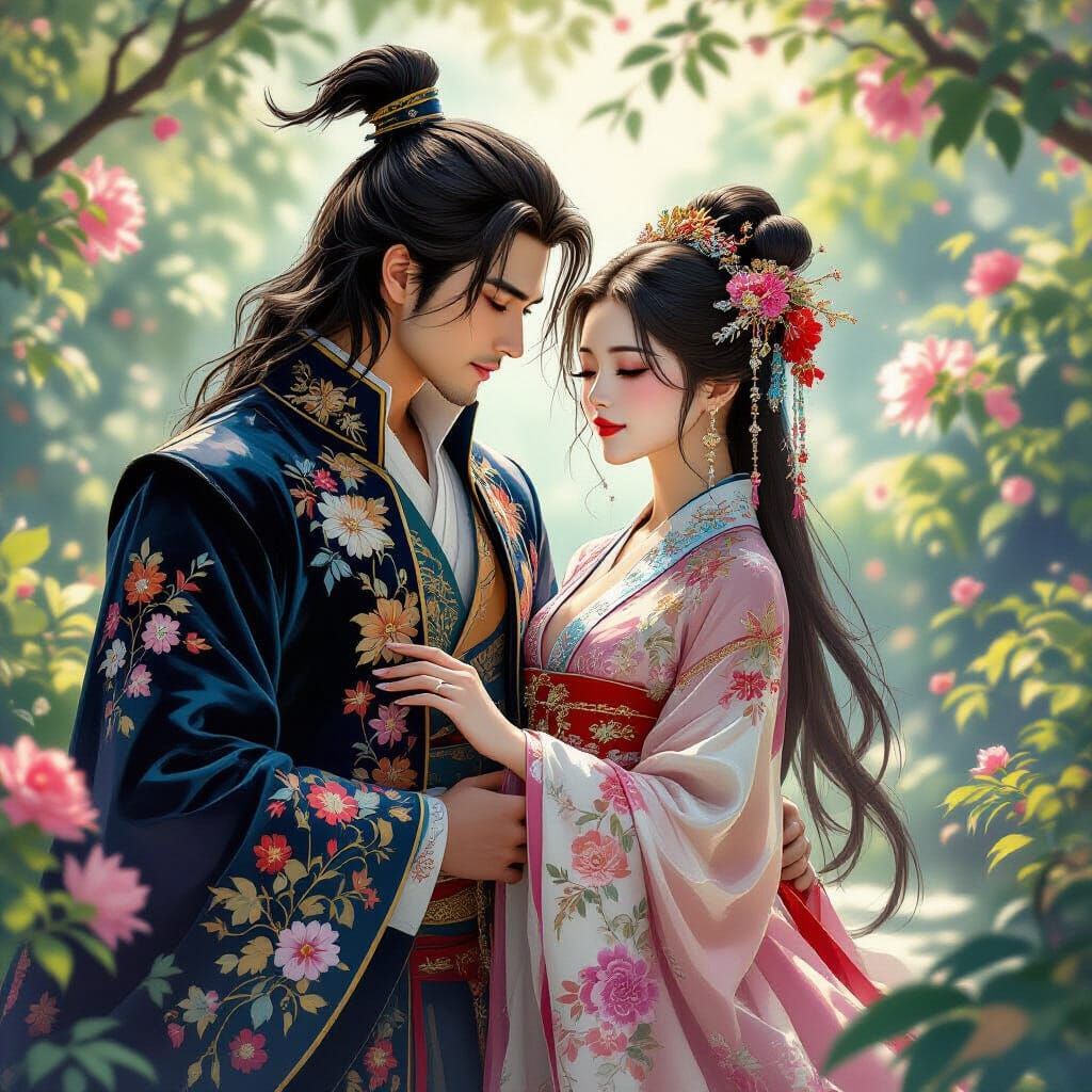 Asian Beast and Beauty in Dreamy Garden Setting